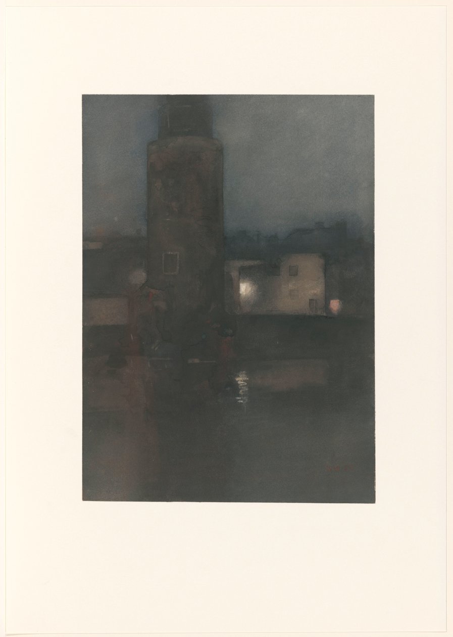 Montelbaanstoren w Amsterdamie nocą autorstwa Willem Arnoldus Witsen