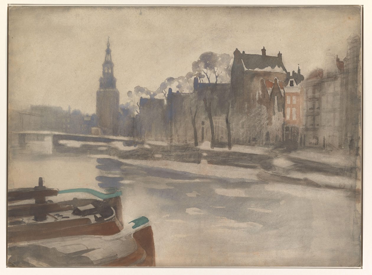 Widok na Oude Schans na Montelbaanstoren autorstwa Willem Arnoldus Witsen