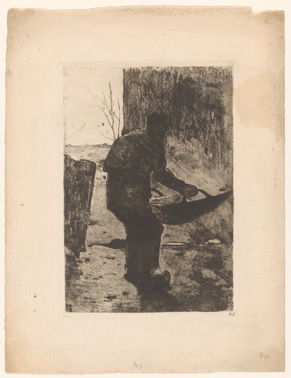Człowiek, który wieje, c.1888 (akwaforta) autorstwa Willem Arnoldus Witsen