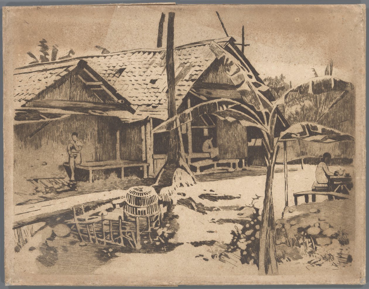Pisang drzewo w kampong, Buitenzorg autorstwa Willem Arnoldus Witsen