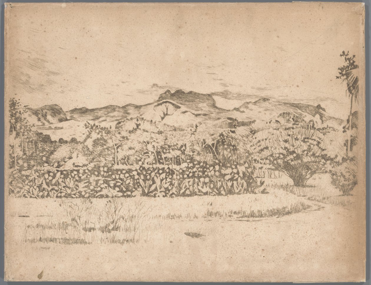 Widok na wulkan De Kloet, Gambar autorstwa Willem Arnoldus Witsen