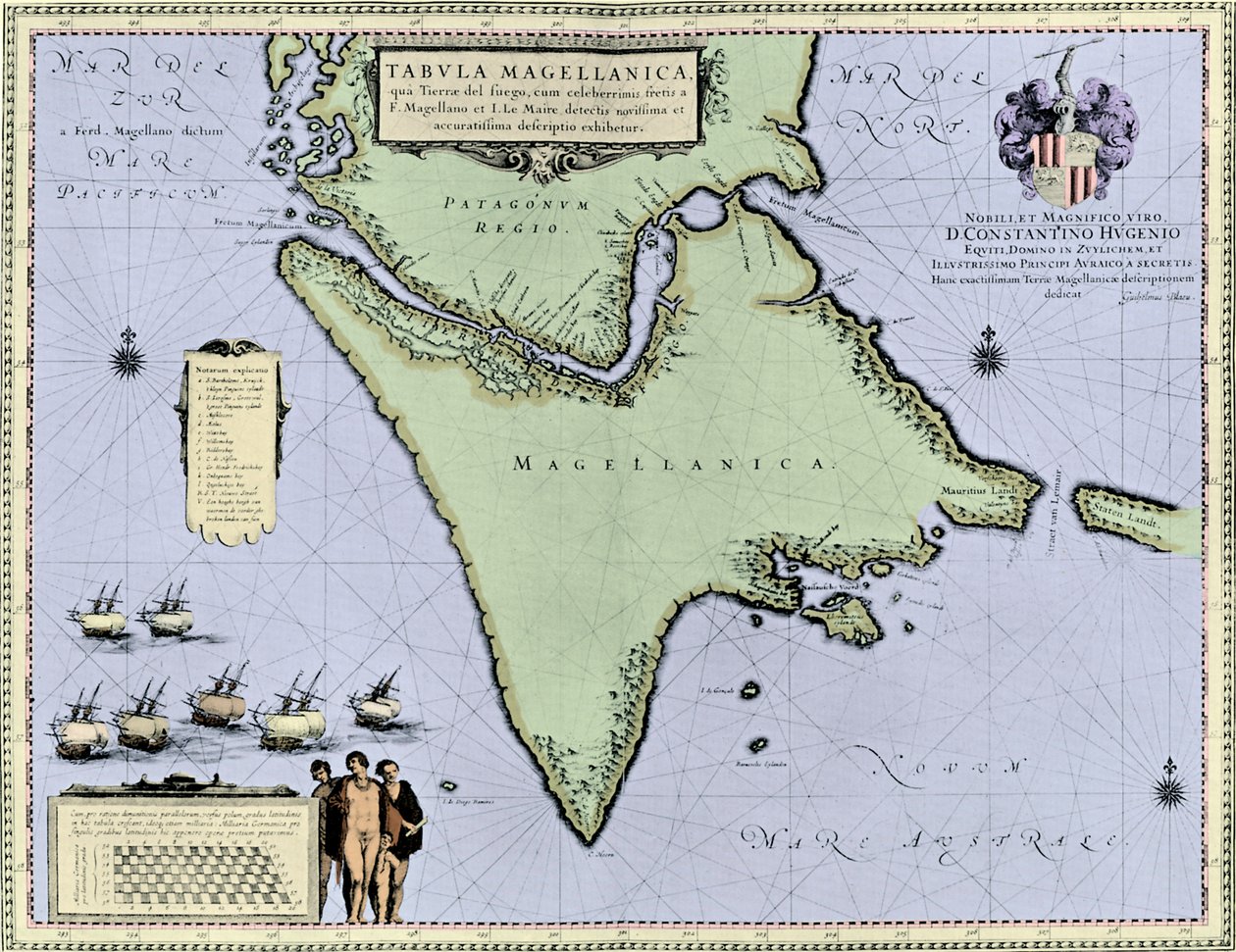 Cieśnina Magellana i Tierra del Fuego, z "Nieuwe Atlas" Blaeu