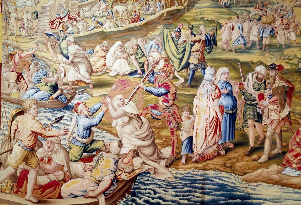 Podbój Tunisu przez cesarza Karola V: przemoc wyrządzona kobietom przez wojska hiszpańskie w 1535 r. (gobelin) autorstwa Willem de Pannemaker