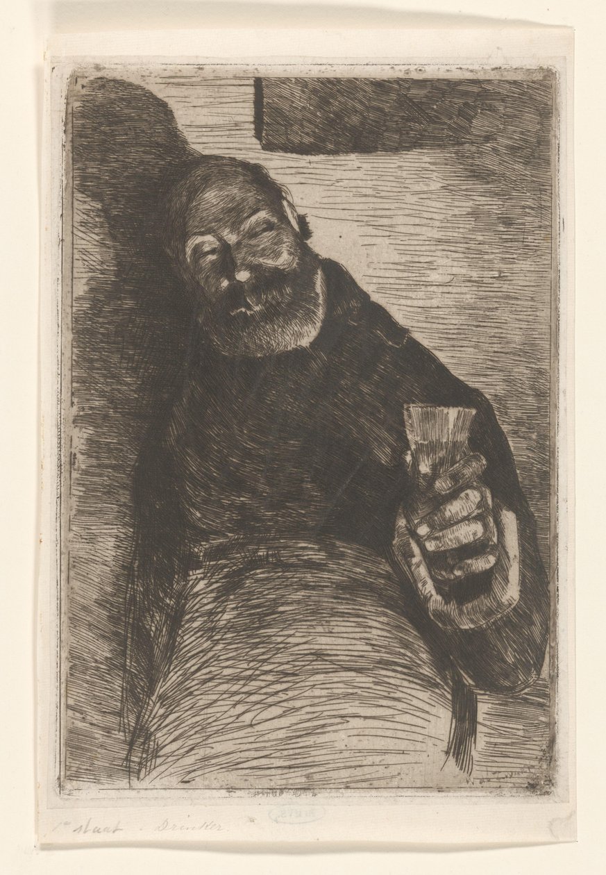 Pijący (oryginalny tytuł na przedmiocie) Mężczyzna z podniesionym szkłem (tytuł oryginalny) autorstwa Willem de Zwart (signed by artist)