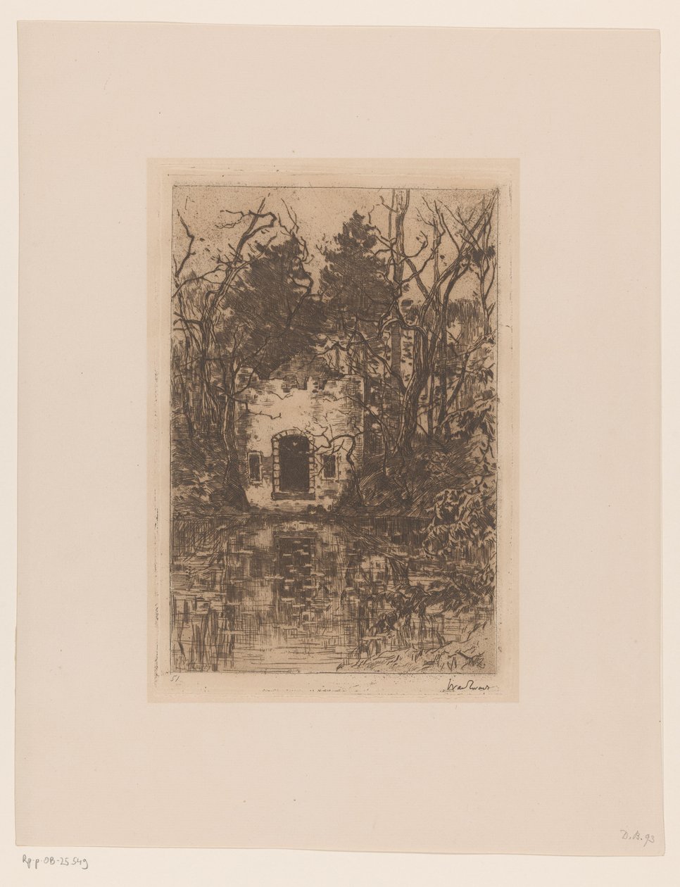 Zrujnuj w stawie Ruiny nad stawem (Lage Vuursche) (tytuł oryginalny) autorstwa Willem de Zwart (signed by artist)