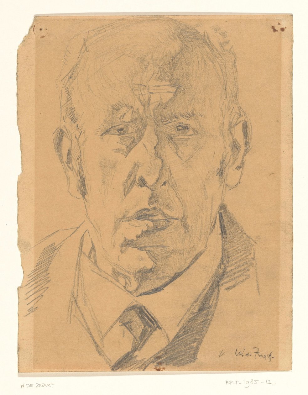 Portret mężczyzny, od frontu autorstwa Willem de Zwart