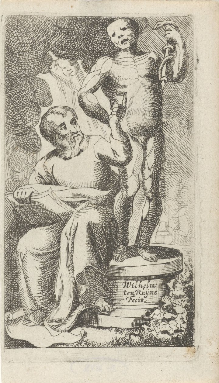 Ilustracja do strony tytułowej książki „Medytacje w magni Hippocratis” autorstwa Willem ten Rhijne