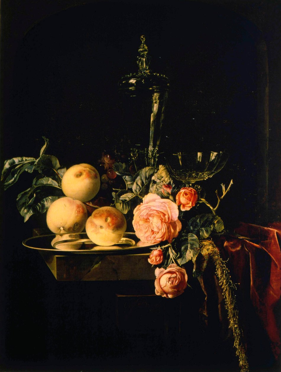 Róże i Brzoskwinie, 1659 autorstwa Willem van Aelst