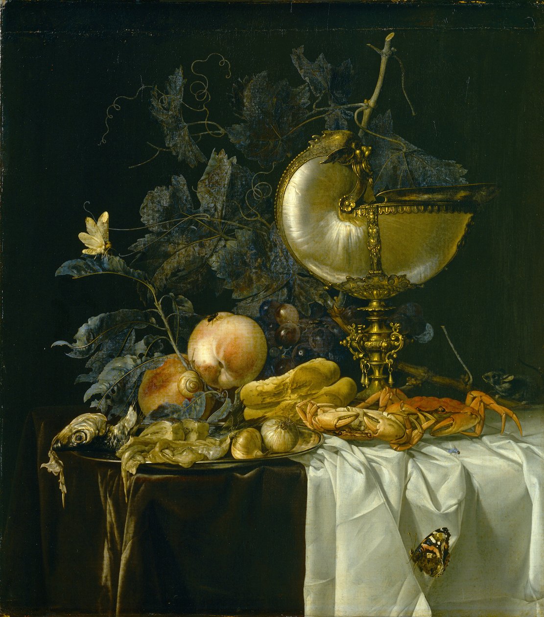 Martwa natura z Nautilus Cup autorstwa Willem van Aelst