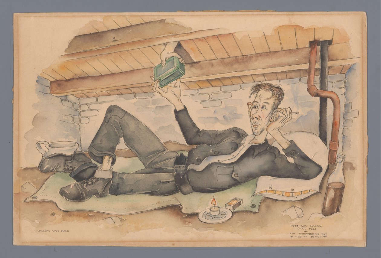 Autoportret w kryjówce autorstwa Willem van Beek (signed by artist)