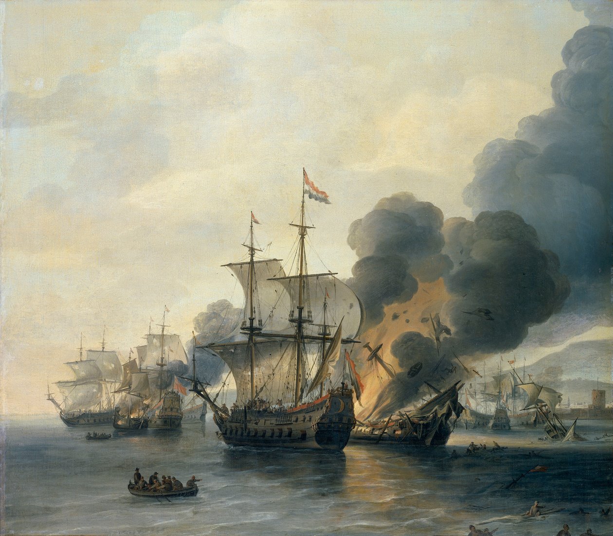 Bitwa pod Leghorn, 4 marca 1653, połowa XVII wieku (olej na płótnie) autorstwa Willem van Diest