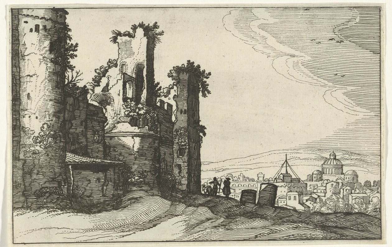 Widok na Rzym z Monte Pincio Rzymskie ruiny i nadmorskie krajobrazy (seria 1) (tytuł serii) autorstwa Willem van Nieulandt (II)