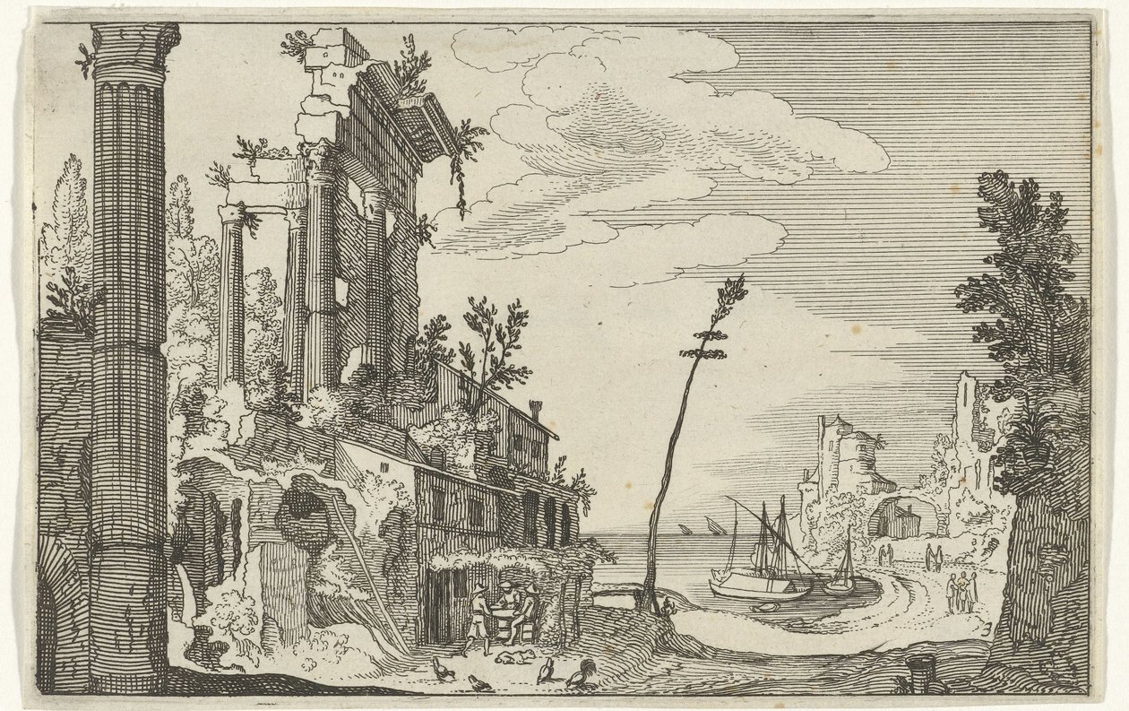 Rzymskie ruiny nad morzem Rzymskie ruiny i nadmorskie krajobrazy (seria 1) (tytuł serii) autorstwa Willem van Nieulandt (II)