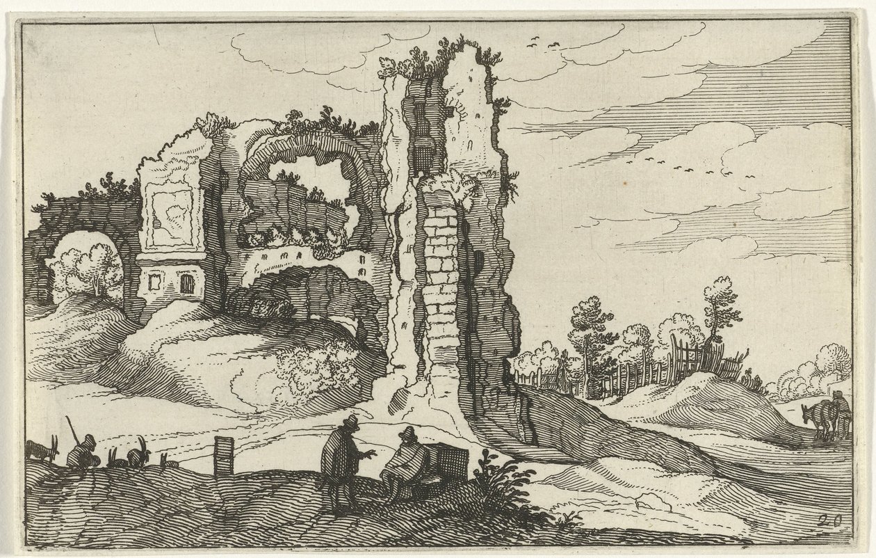 Ruina z bramą Rzymskie ruiny i nadmorskie krajobrazy (seria 1) (tytuł serii) autorstwa Willem van Nieulandt (II)