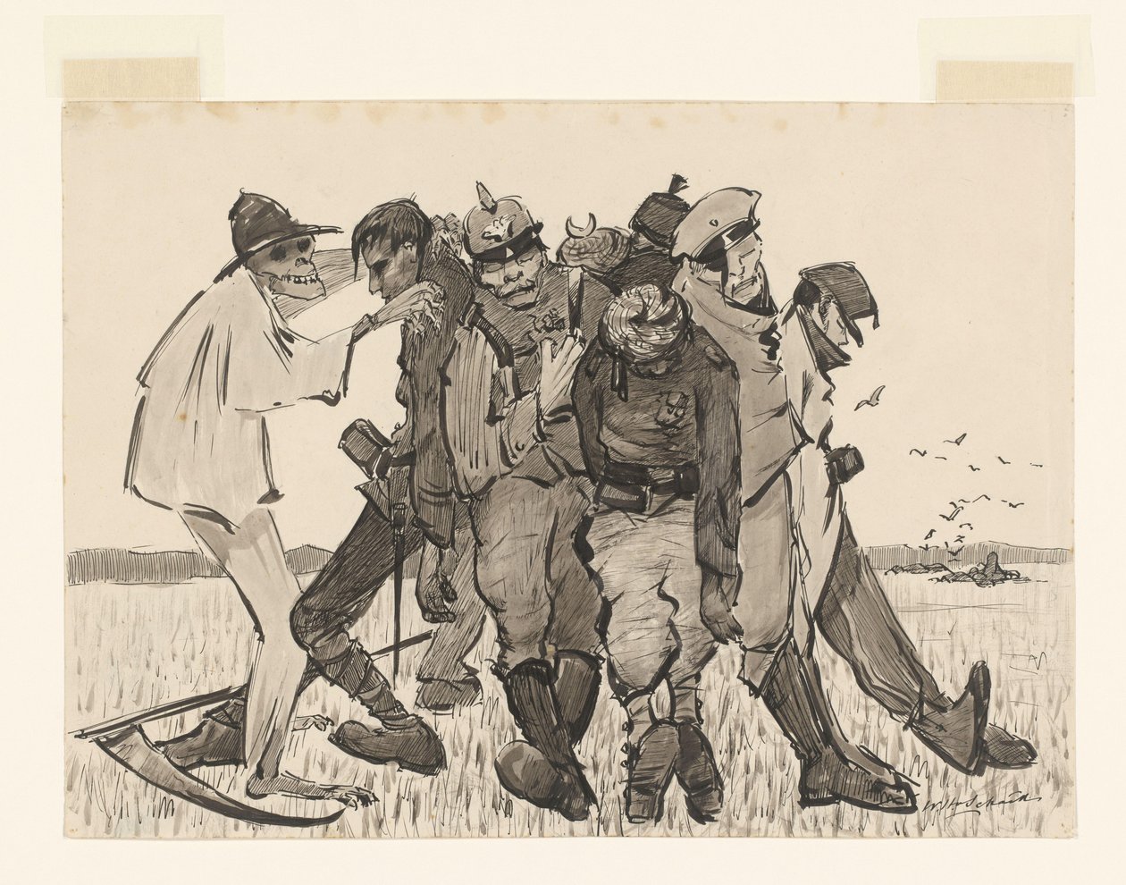 Żniwa 1918. Współczesny snop kukurydzy (oryginalny tytuł na obiekcie) autorstwa Willem van Schaik (signed by artist)