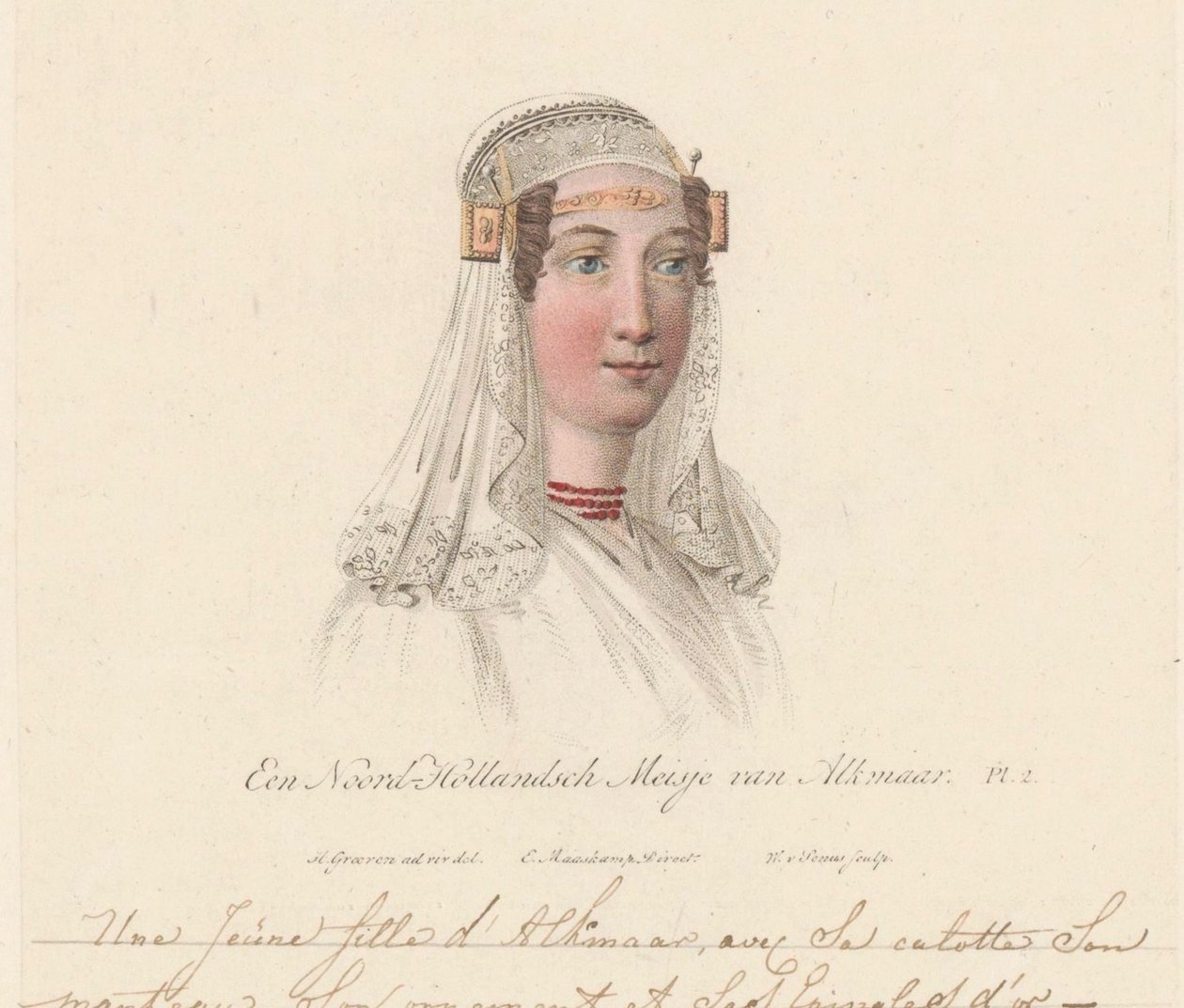 Nakrycie głowy dziewczyny z Alkmaar, 1816 Dziewczyna z Holandii Północnej z Alkmaar / Une Jeune d