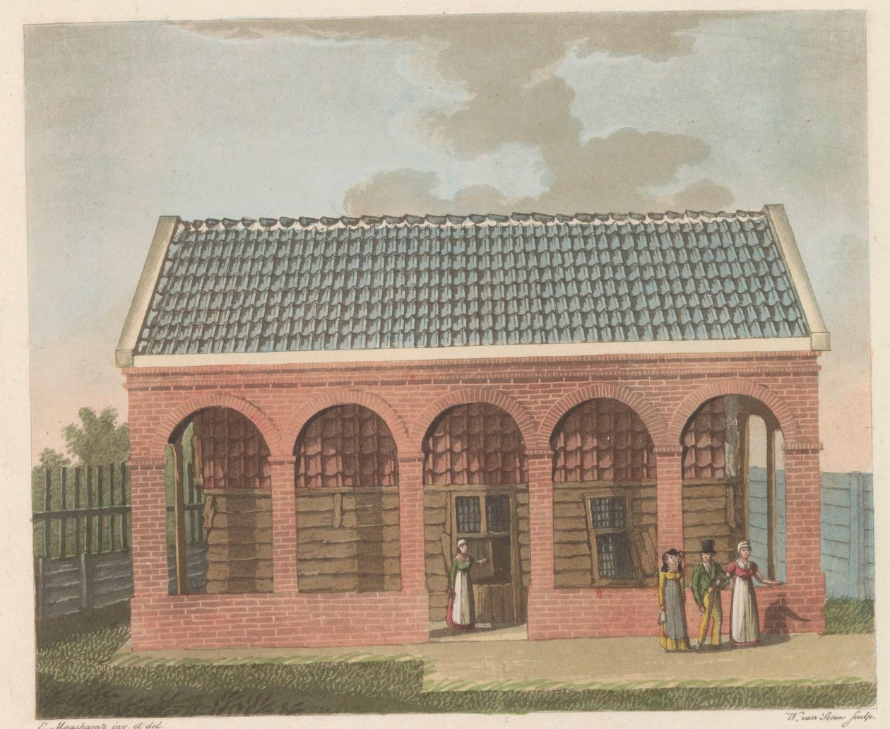 Dom cara Piotra w Zaandam, 1824 Dom cara Piotra den Grootena in den Jare 1697 zamieszkały w Zaandam / La Chaumière Habitée cara Pierre le Grand à Zaandan en 1697 (tytuł na obiekcie) autorstwa Willem van Senus