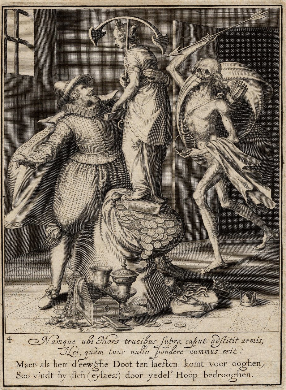 Śmierć ze strzałą, która ma powalić człowieka, 1609 autorstwa Willem van Swanenburgh