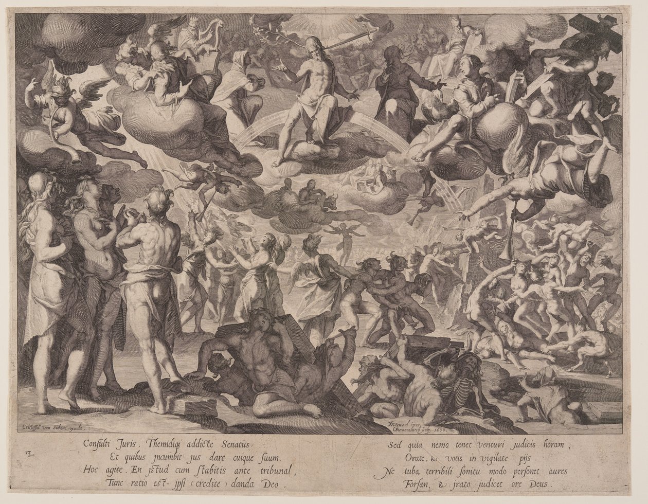 Sąd Ostateczny, płyta 13 z Tronów Sprawiedliwości (Thronus Iustitiae) autorstwa Willem van Swanenburgh