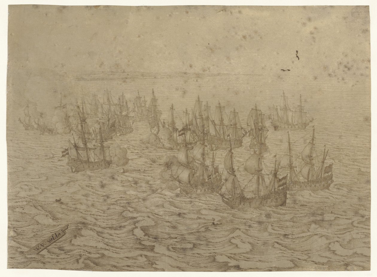 Bitwa morska u wybrzeży autorstwa Willem van de Velde (I) (possibly)