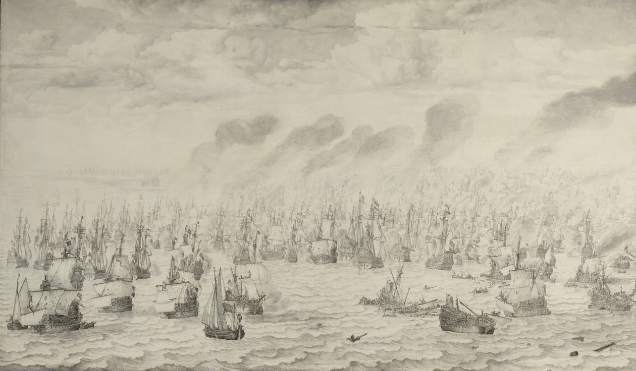 Bitwa pod Terheide Bitwa pod Terheide, 10 sierpnia 1653: epizod z pierwszej wojny angielsko-holenderskiej (1652-54) autorstwa Willem van de Velde (I)