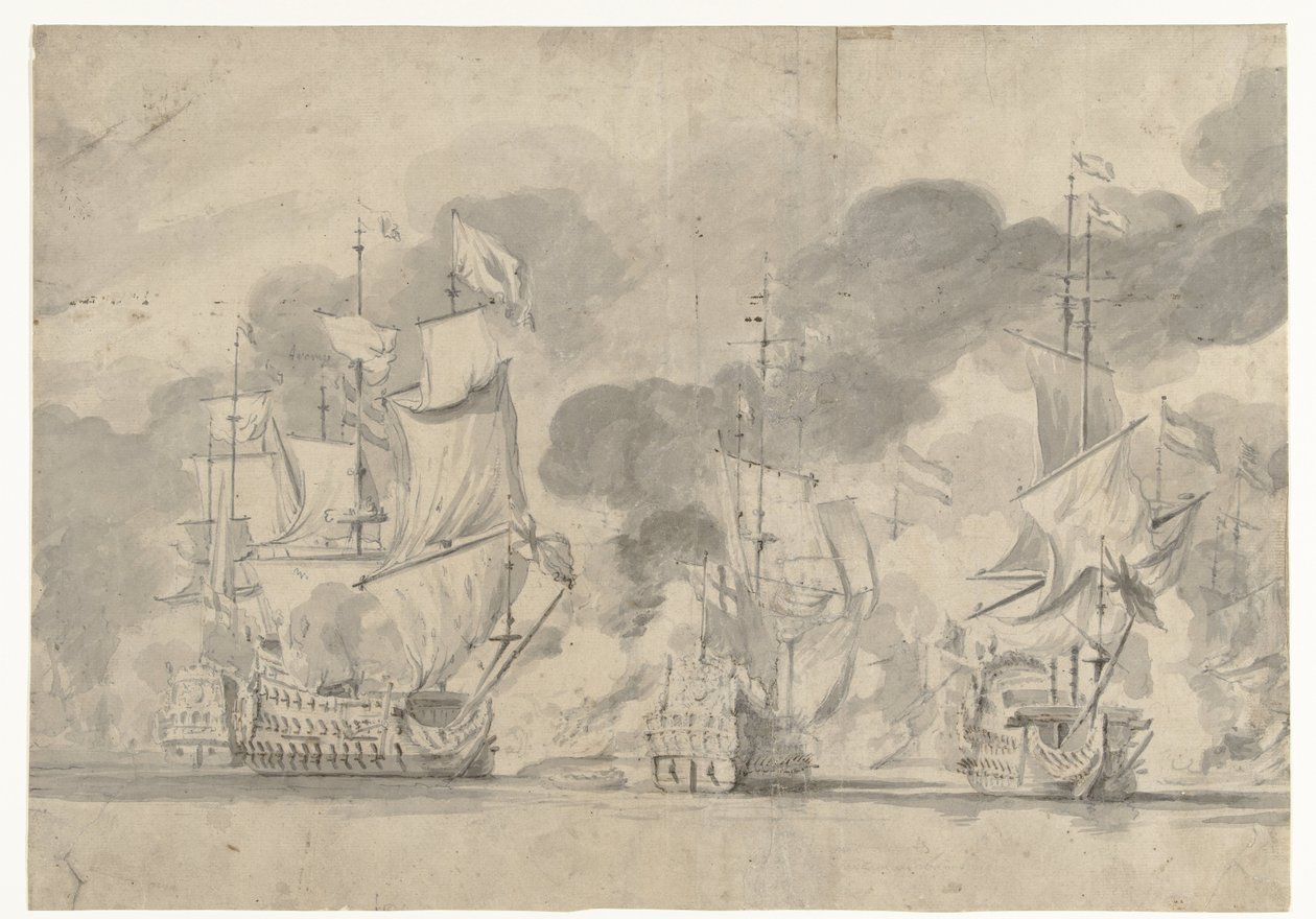 Bitwa pod Lowestoft 13 czerwca 1665 autorstwa Willem van de Velde (I)