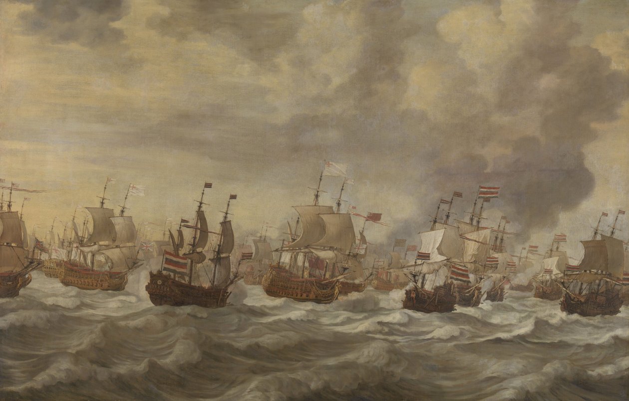 Odcinek z czterodniowej bitwy morskiej z czerwca 1666 r. autorstwa Willem van de Velde