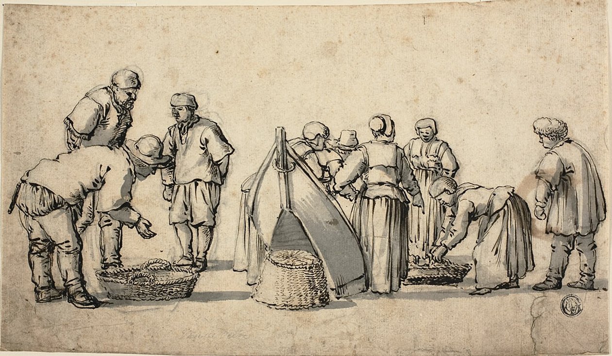 Holenderski rynek rybny autorstwa Willem van de Velde I
