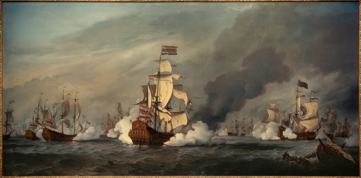 Die "Złoty Lew" in der Seeschlacht vor Texel, 21. sierpnia 1673 autorstwa Willem van de Velde the Younger