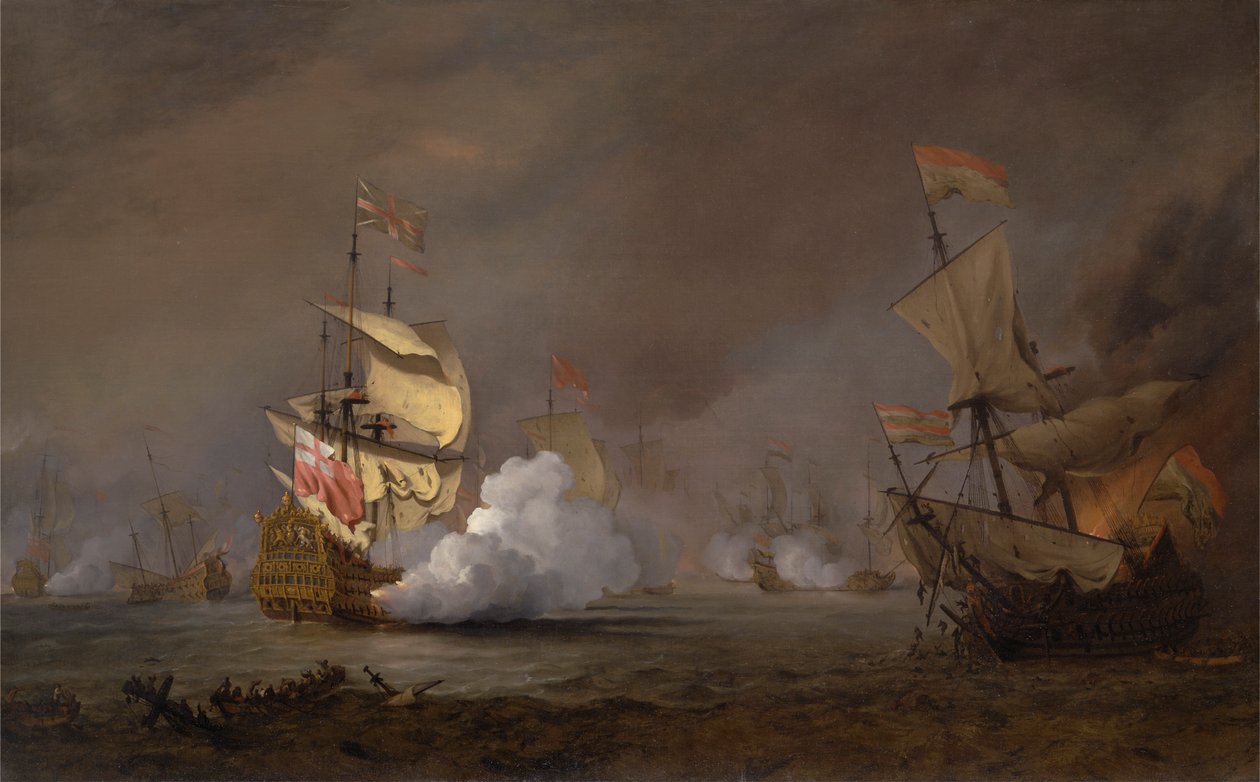 Bitwa morska wojen anglo-holenderskich autorstwa Willem van de Velde the Younger