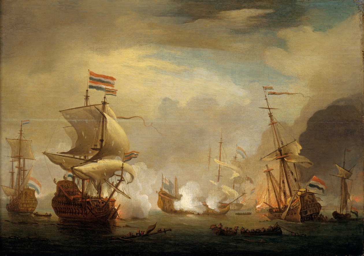 Bitwa o Texel autorstwa Willem van de Velde the Younger