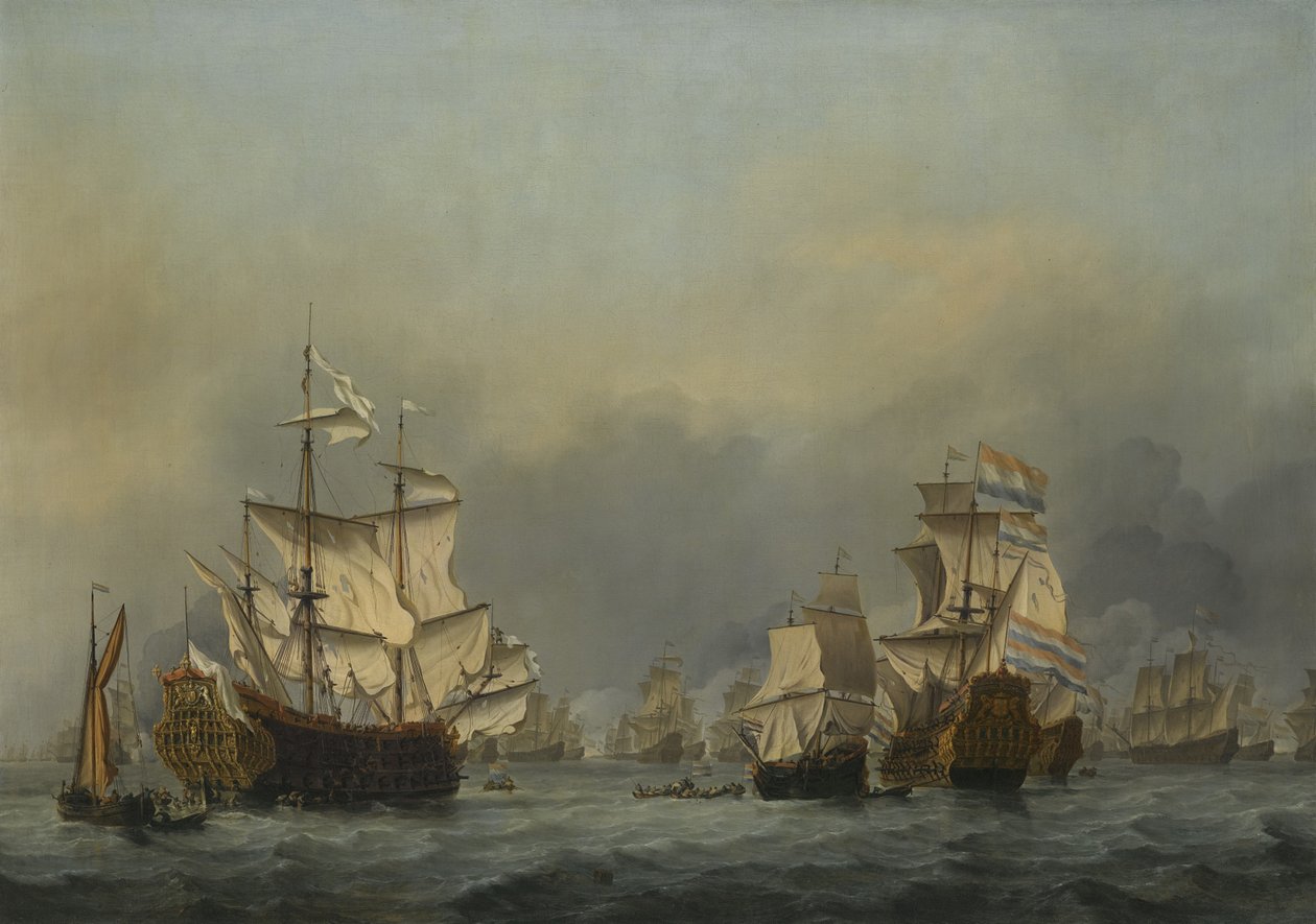 Bitwa czterodniowa, c. 1670 autorstwa Willem van de Velde the Younger