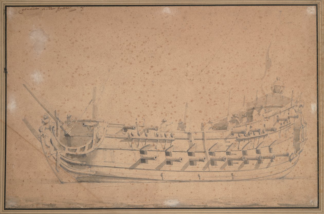 "Nagroda za zabawę", ok. 1689 (grafit, szare pranie) autorstwa Willem van de Velde the Younger