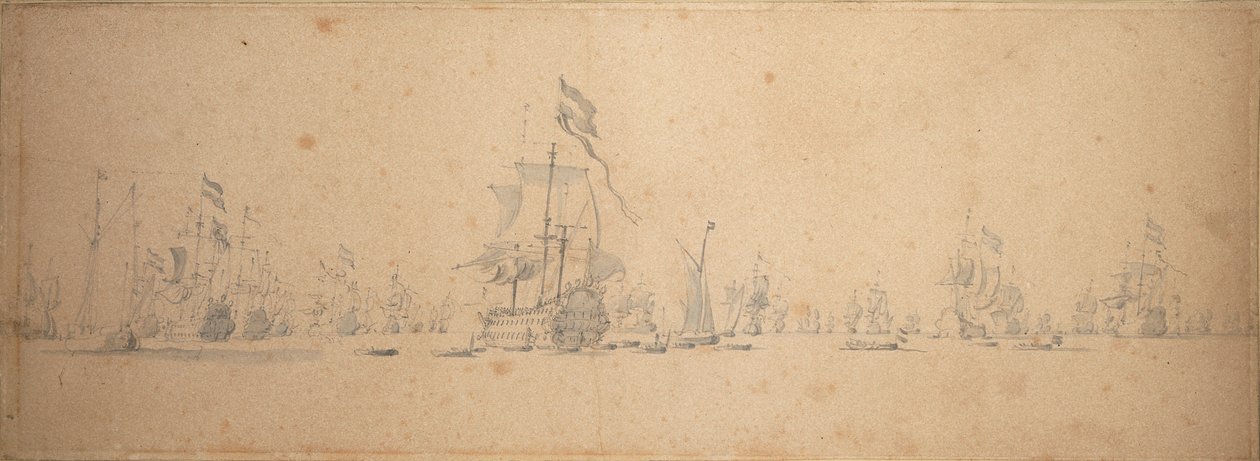 Rada wojenna w holenderskiej flocie autorstwa Willem van de the Elder Velde
