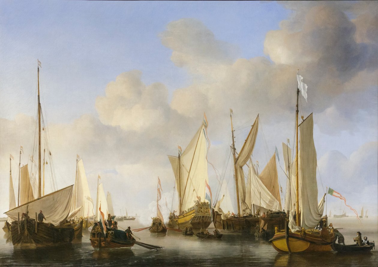 Holenderski jacht salutujący autorstwa Willem van de the Elder Velde