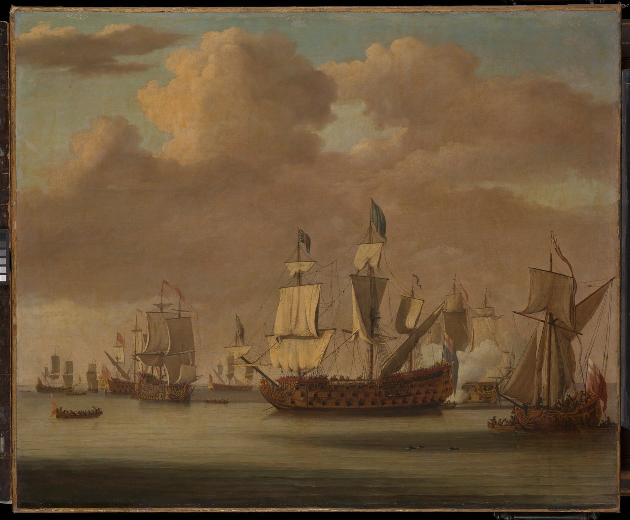 Spokój: "Royal James", królewski jacht i inna żegluga autorstwa Willem van de the Elder Velde