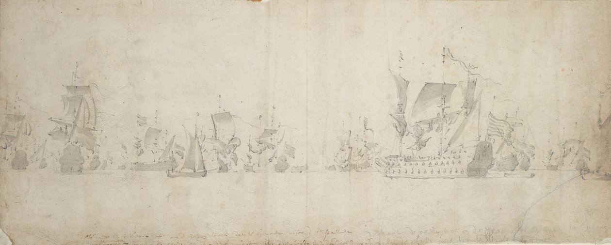 Holenderska flota po radzie wojennej, 8-18 sierpnia 1665 r. autorstwa Willem van de the Elder Velde