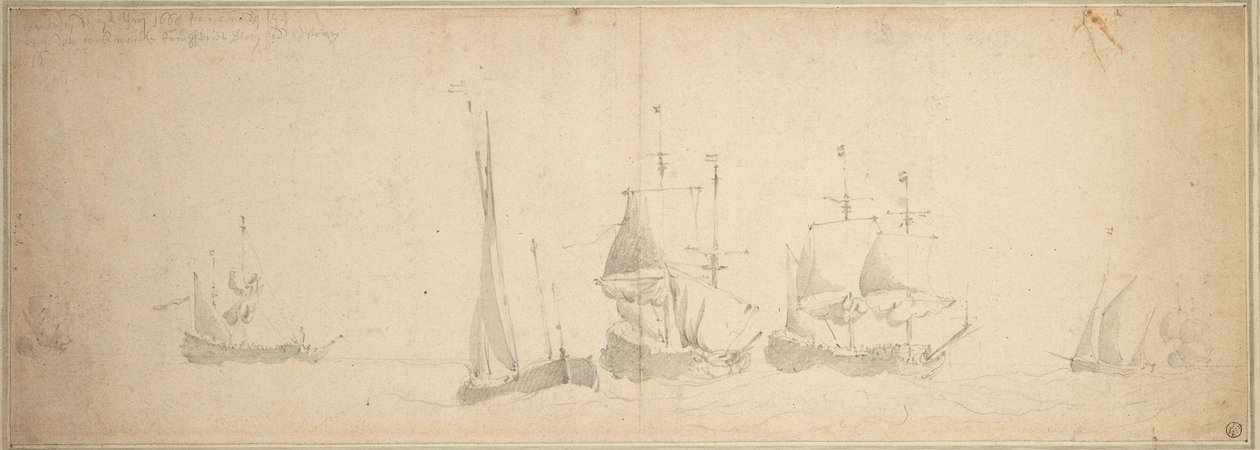 Holenderskie statki na morzu, 28 maja-7 czerwca 1665 r. autorstwa Willem van de the Elder Velde