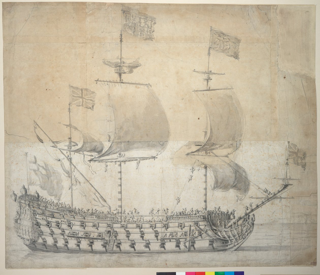 HMS Britannia (rysunek) autorstwa Willem van de the Elder Velde