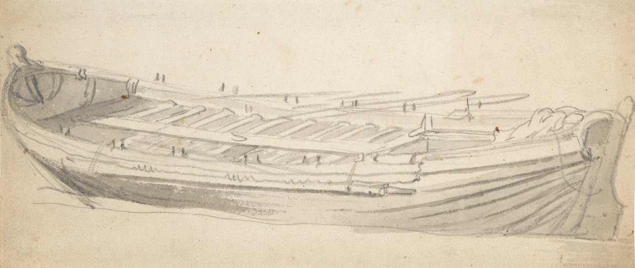 Studium barki okrętowej, ok. 1665 (grafit, szary pył) autorstwa Willem van de the Elder Velde