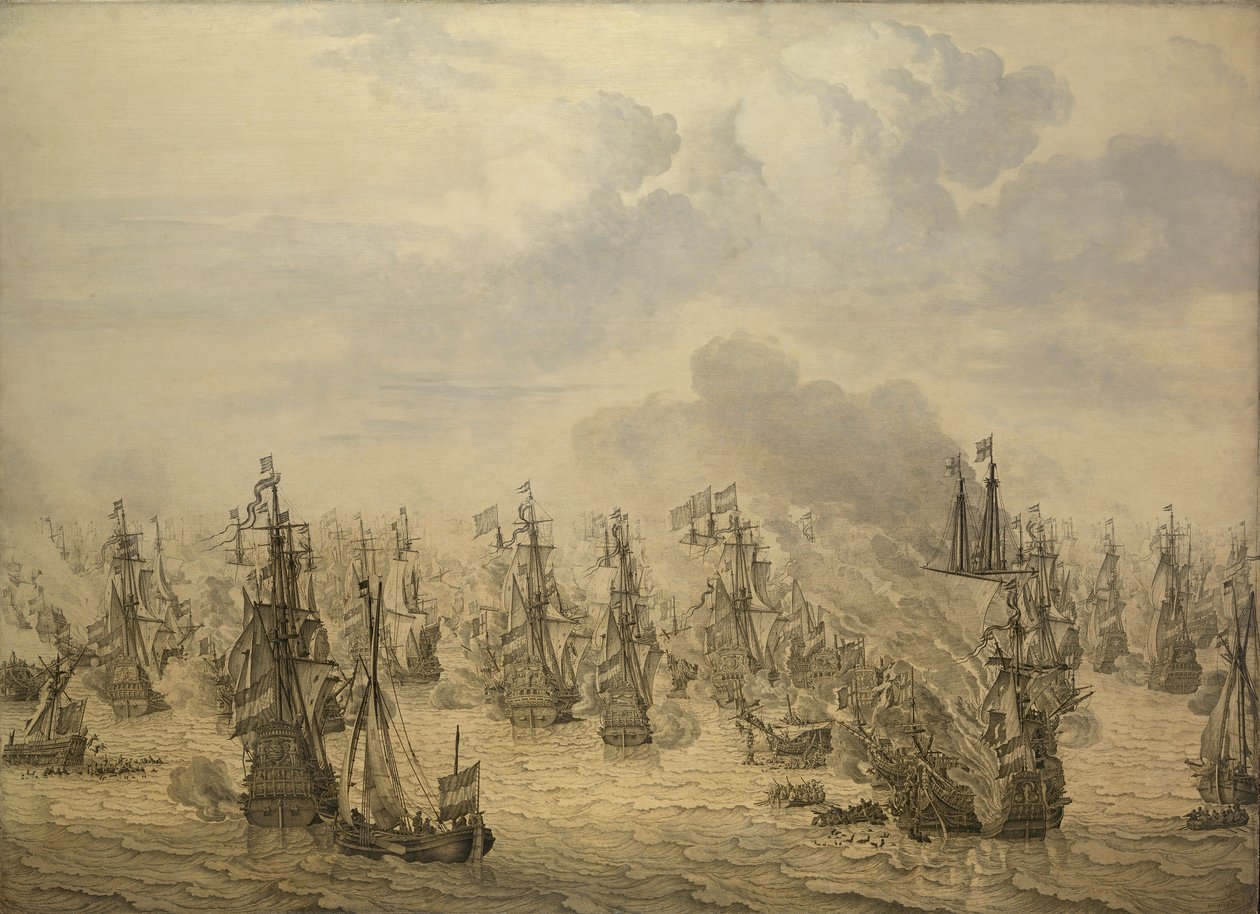 Bitwa o Scheveningen autorstwa Willem van de the Elder Velde