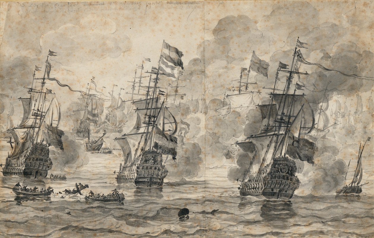 Bitwa pod Scheveningen, 31 lipca 1653 r.: ostatnia przełęcz w bitwie autorstwa Willem van de the Elder Velde