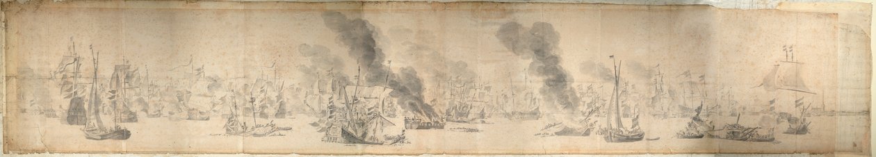 Bitwa nad Sundem, 29 października 1658 r., ok. 1658 r. (papier) autorstwa Willem van de the Elder Velde