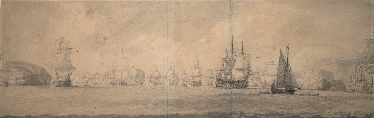 Holenderskie statki indyjskie płynące w kierunku Bok op Raa (Bjaelkero), 25 sierpnia-4 września 1665 r. autorstwa Willem van de the Elder Velde