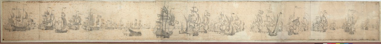Floty angielska i holenderska w dzień po bitwie pod Solebay autorstwa Willem van de the Elder Velde