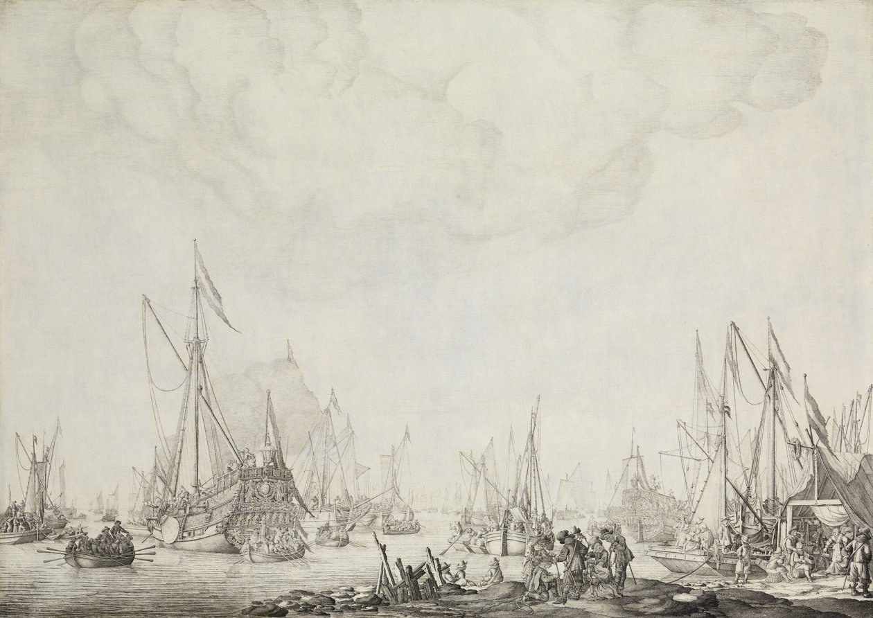 Jachty królewskie i państwowe autorstwa Willem van de the Elder Velde