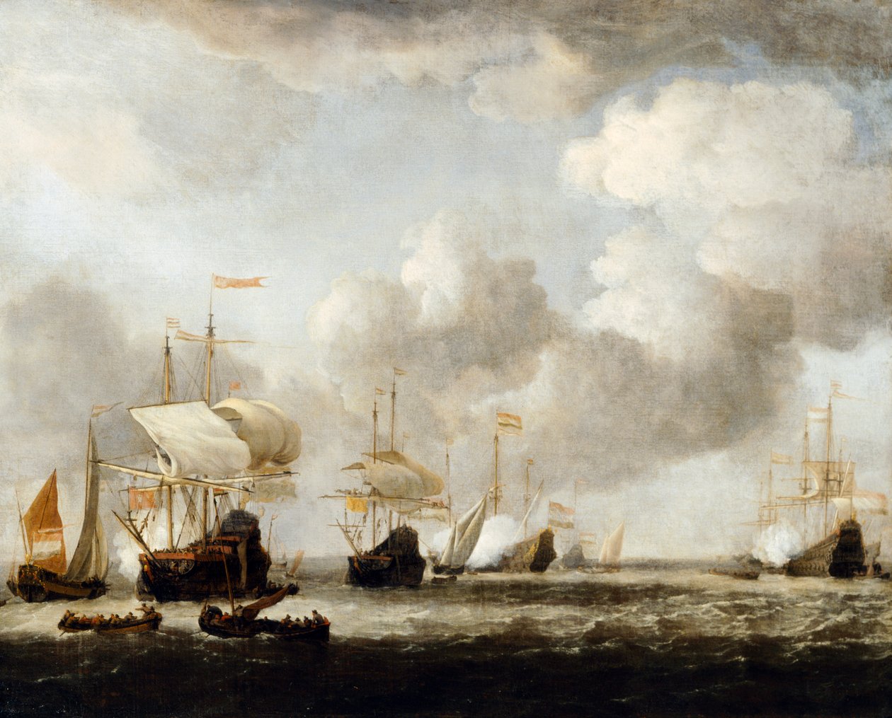 Holenderska flota zakotwicza w mgnieniu oka autorstwa Willem van de the Younger (attr.to) Velde