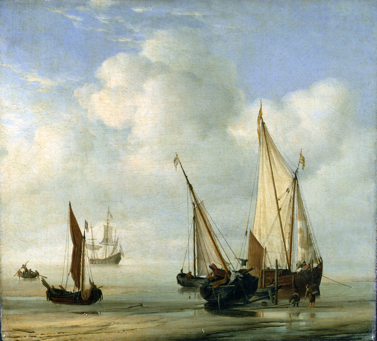 Spokojne morze. ok. 1650 (olej na płótnie ułożonym na desce) autorstwa Willem van de Velde the Younger