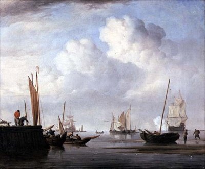 Łodzie rybackie i inne żaglowce (olej na płótnie) autorstwa Willem van de Velde the Younger