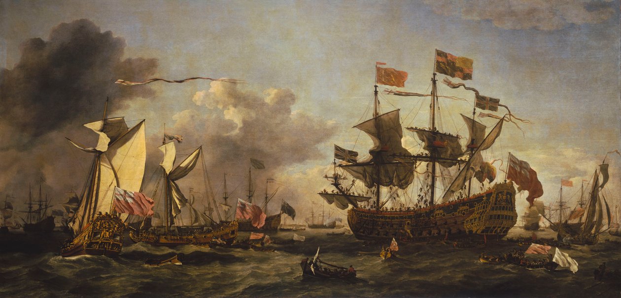 Królewska wizyta u floty w ujściu Tamizy, 6 czerwca 1672 r. autorstwa Willem van de Velde the Younger